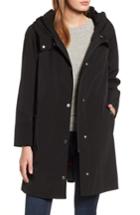 Petite Women's Gallery A-line Raincoat, Size P - Black