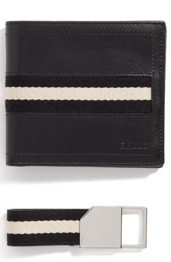 Men's Bally Leather Wallet And Belt Gift Set -