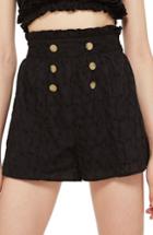 Women's Topshop Heart Broderie Shorts Us (fits Like 0) - Black