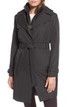 Women's Ellen Tracy Waterproof Trench Coat With Removable Bib - Black