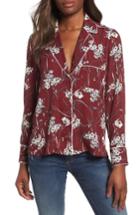 Women's Everleigh Pajama Top With Piping - Burgundy