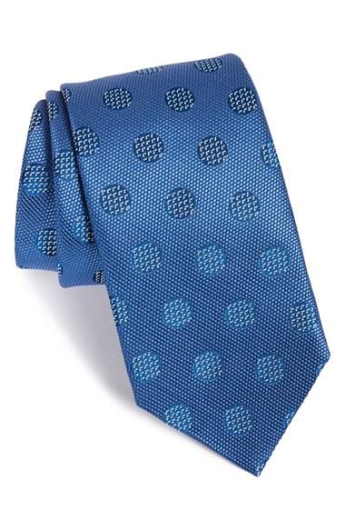 Men's David Donahue Dot Silk Tie, Size - Blue