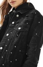 Women's Topshop Studded Distressed Denim Jacket
