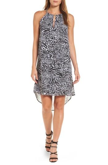 Women's Michael Michael Kors Big Cat Chain Neck Trapeze Dress - Black