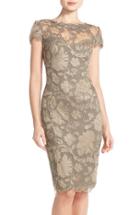 Women's Tadashi Shoji Embroidered Lace Sheath Dress - Beige