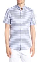 Men's 1901 Trim Fit Stripe Round Pocket Sport Shirt - Blue