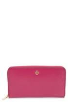 Women's Tory Burch Robinson Patent Leather Continental Wallet - Pink