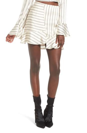 Women's J.o.a. Ruffle Pinstripe Skirt - Ivory