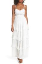 Women's Fame And Partners Nancy Tiered Swiss Dot Gown - Ivory