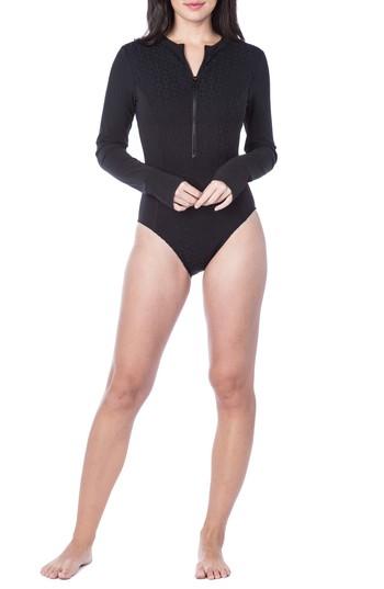 Women's Trina Turk Sunshine Jacquard One-piece Paddle Suit - Black