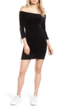 Women's Juicy Couture Off The Shoulder Stretch Velour Body-con Dress - Black