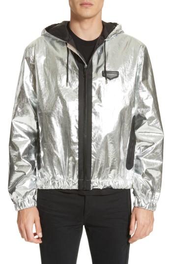 Men's Givenchy Zip Front Foil Hoodie