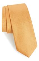 Men's Calibrate Saffron Solid Silk Skinny Tie, Size - Yellow