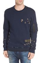 Men's True Religion Brand Jeans Distressed Sweatshirt - Blue