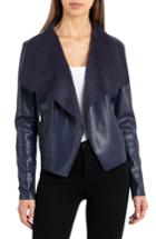 Women's Bagatelle Drape Faux Leather & Faux Suede Jacket - Blue