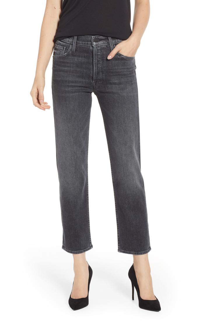 Women's Mother The Tomcat Crop Straight Leg Jeans - Black
