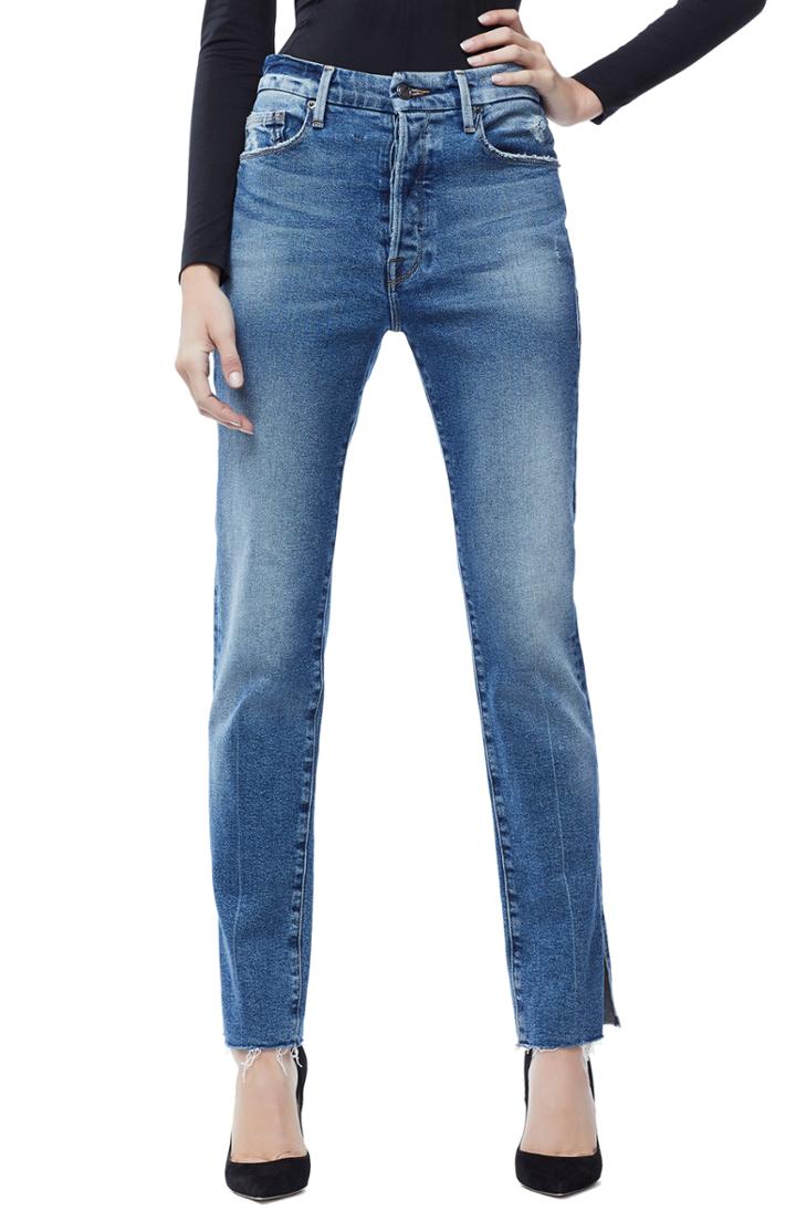 Women's Good American Good Boy Raw Hem Boyfriend Jeans