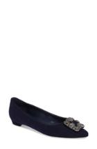 Women's Manolo Blahnik 'hangisi' Jeweled Pointy Toe Flat .5us / 38.5eu - Blue