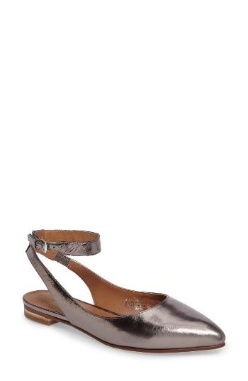 Women's Caslon Abby Ankle Strap Flat M - Metallic