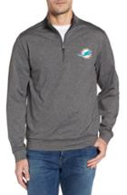 Men's Cutter & Buck Shoreline - Miami Dolphins Half Zip Pullover - Grey