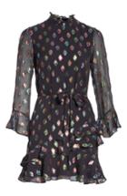 Women's Saloni Marissa Metallic Fil Coupe Silk Blend Minidress