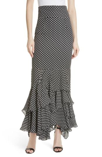 Women's Milly Dot Print Silk Georgette Skirt - Black