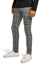 Men's Topman Check Skinny Fit Trousers X 32 - Black