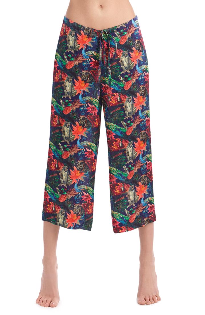 Women's Commando Crop Silk Pajama Pants - Pink