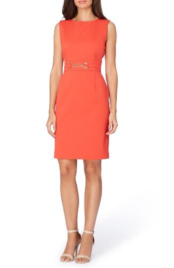 Petite Women's Tahari Pique Knit Sheath Dress P - Orange