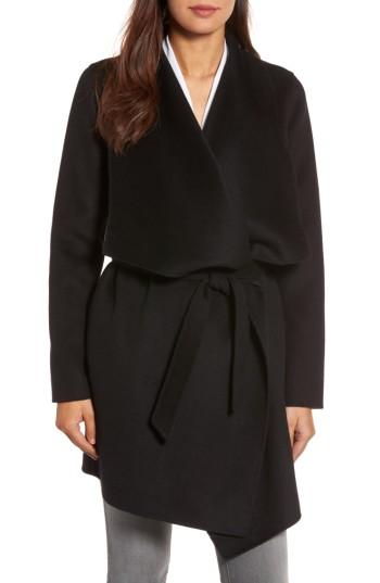 Women's Cole Haan Signature Double Face Wool Blend Wrap Coat - Black