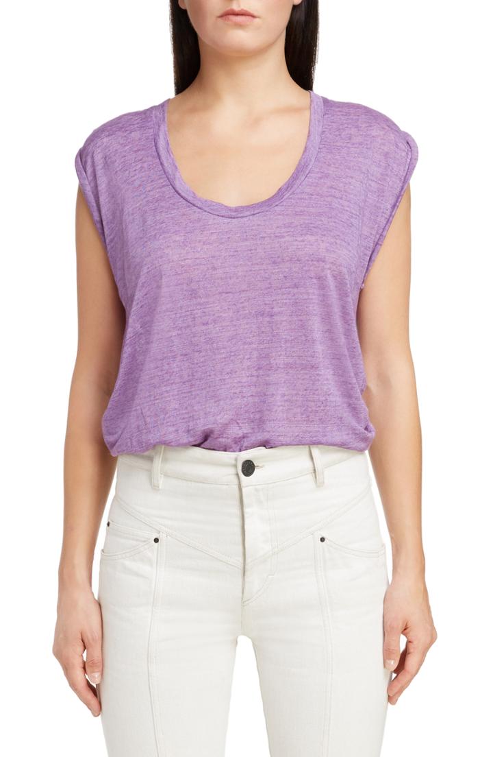 Women's Isabel Marant Linen Scoop Neck Tank Top - Purple