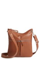 Longchamp 'veau' Leather Crossbody Bag - Brown