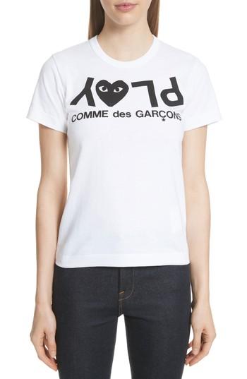Women's Comme Des Garcons Play Logo Tee - White
