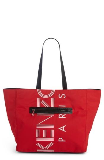 Kenzo Sport Logo Nylon Tote - Red