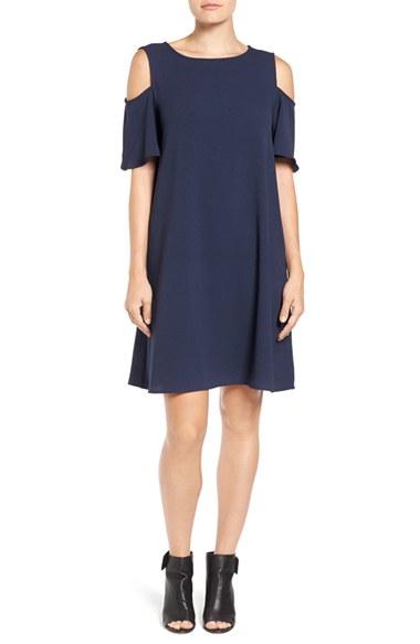 Women's Bobeau Cold Shoulder Shift Dress - Blue