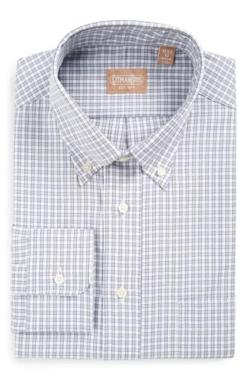 Men's Gitman Regular Fit Gingham Check Dress Shirt - 35 - Grey
