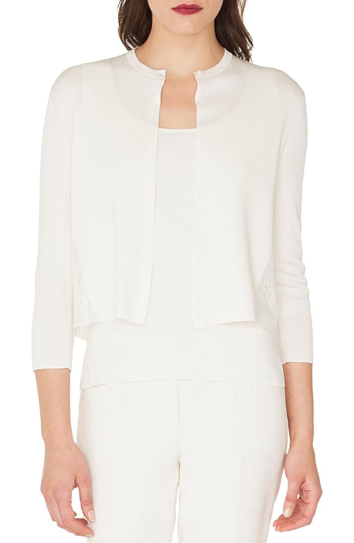 Women's Akris Lace Back Silk Cardigan