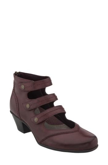 Women's Earth 'serano' Triple Mary Jane Strap Bootie .5 M - Burgundy