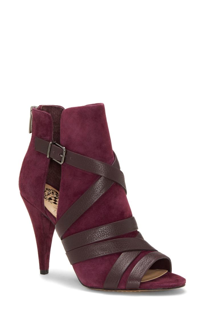 Women's Vince Camuto Achika Belted Peep Toe Bootie .5 M - Purple
