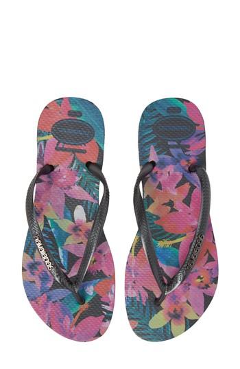 Women's Havaianas 'slim Tropical' Flip Flop /36 Br - Black