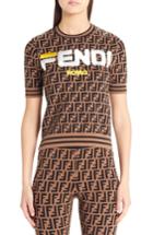 Women's Fendi Sport Logo Short Sleeve Sweater Us / 44 It - Brown