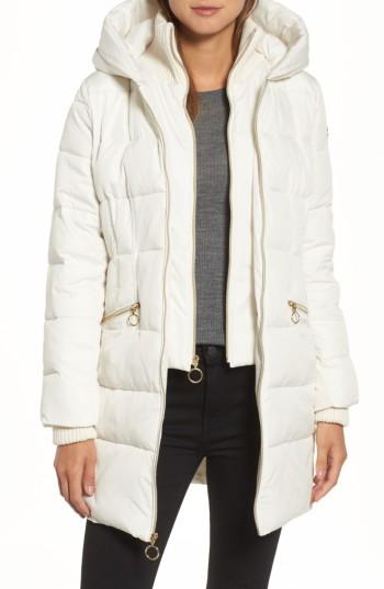 Women's Kensie Hooded Quilted Parka - White