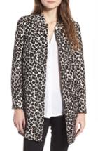 Women's Dorothy Perkins Leopard Print Car Coat Us / 10 Uk - Ivory