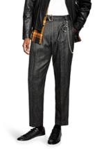 Men's Topman Harrison Herringbone Tapered Trousers X 32 - Grey