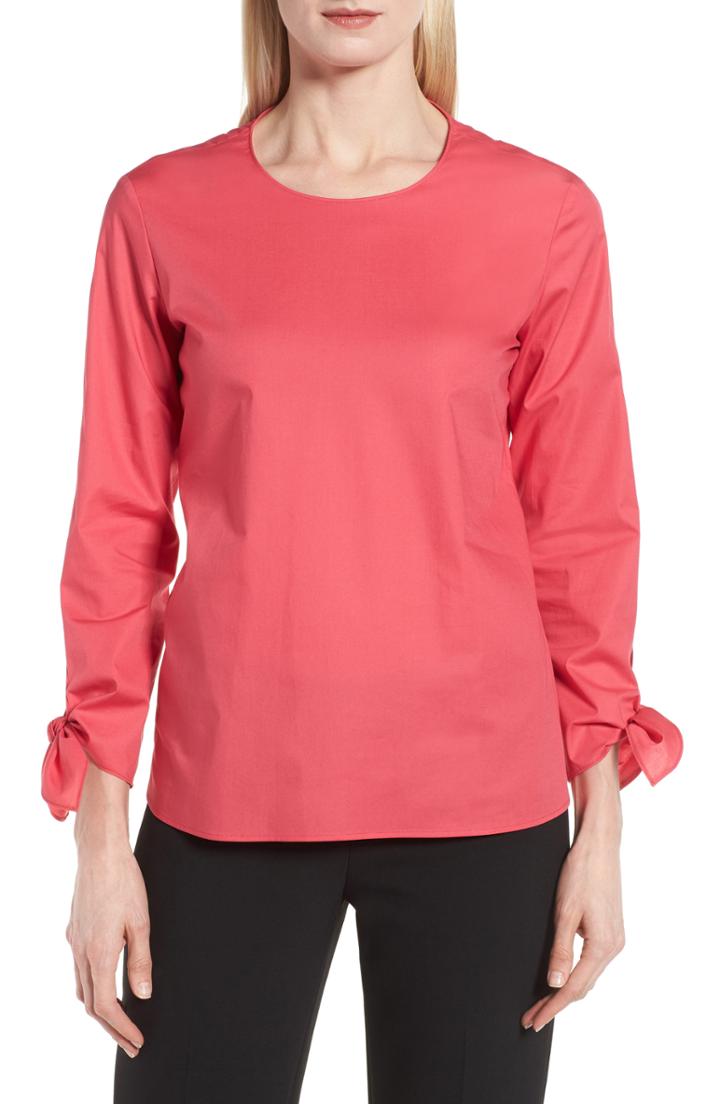 Women's Boss Isolema Stretch Cotton Bow Sleeve Top