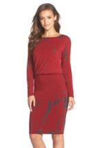 Women's Fraiche By J Tie Dye Blouson Midi Dress - Red