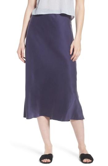 Women's Eileen Fisher Bias Cut Silk Skirt, Size - Blue
