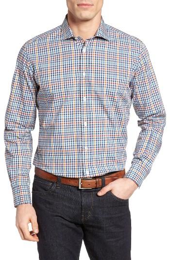 Men's Luciano Barbera Check Sport Shirt - Blue