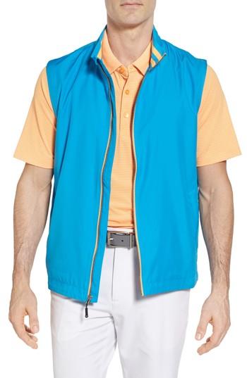 Men's Cutter & Buck Nine Iron Drytec Zip Vest - Blue