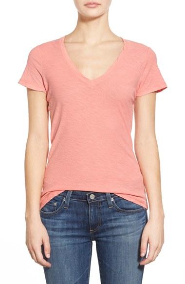 Women's James Perse Slub Cotton V-neck Tee - Black